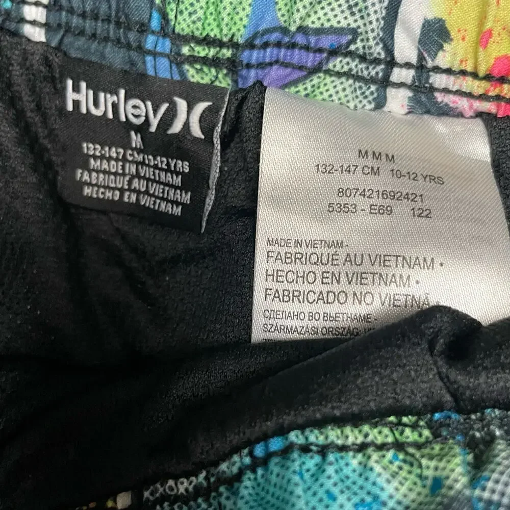 Hurley Swim Shorts Trunks Boys Sz Medium Colorful Graphic Surf